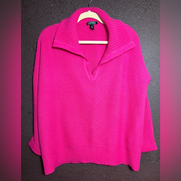 Ralph Lauren Vibrant Pink Cowl Neck Sweater - Picture 1 of 3